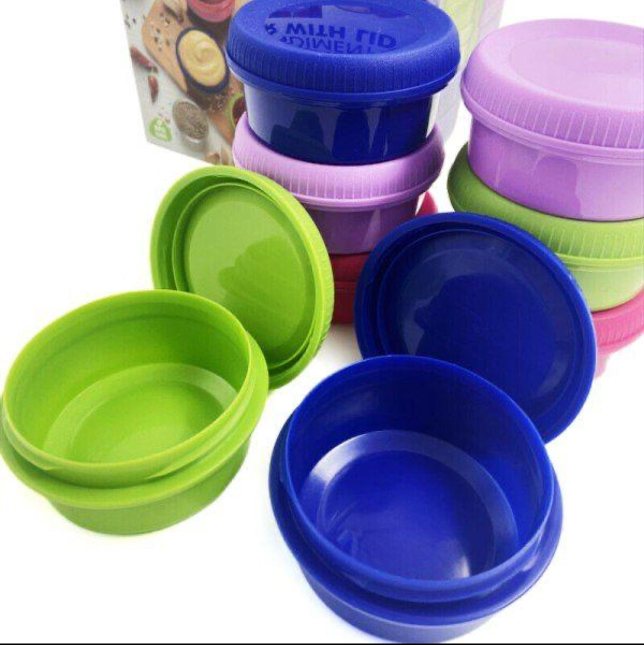 Set Of 8 Colorful Condiment Bowls with Lid