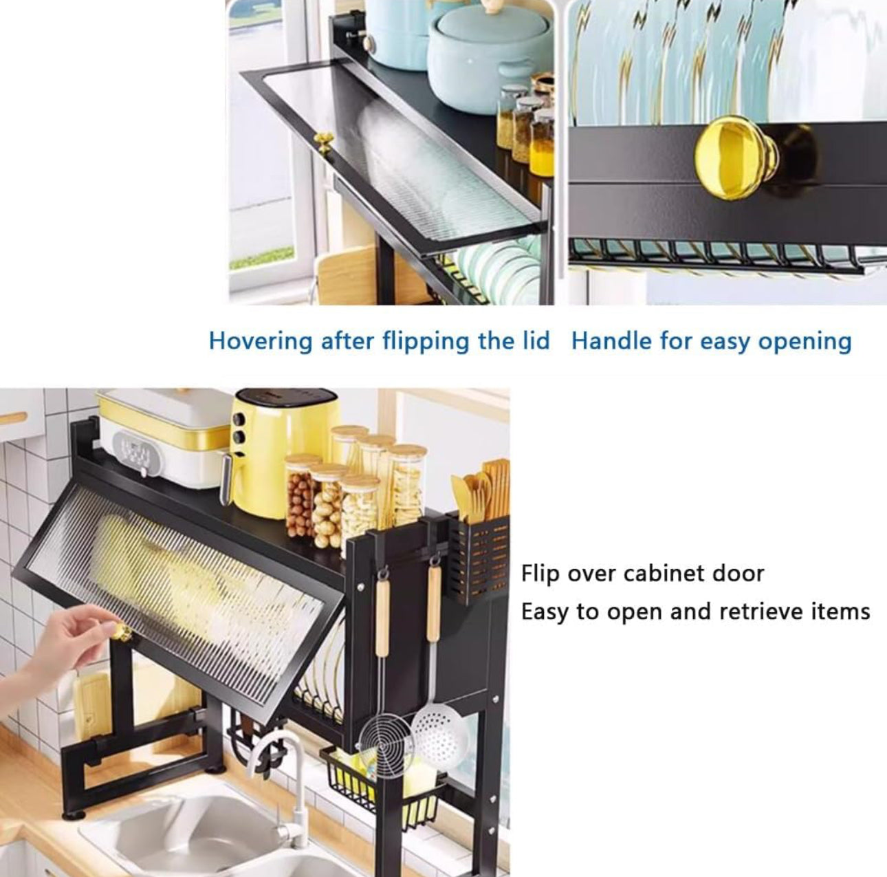 Over Sink Dish Drying Rack,3 Tier Kitchen Large Dish Drainer Stainless Steel Storage Counter, Organizer Multi-Functional Dish Rack Over Sink