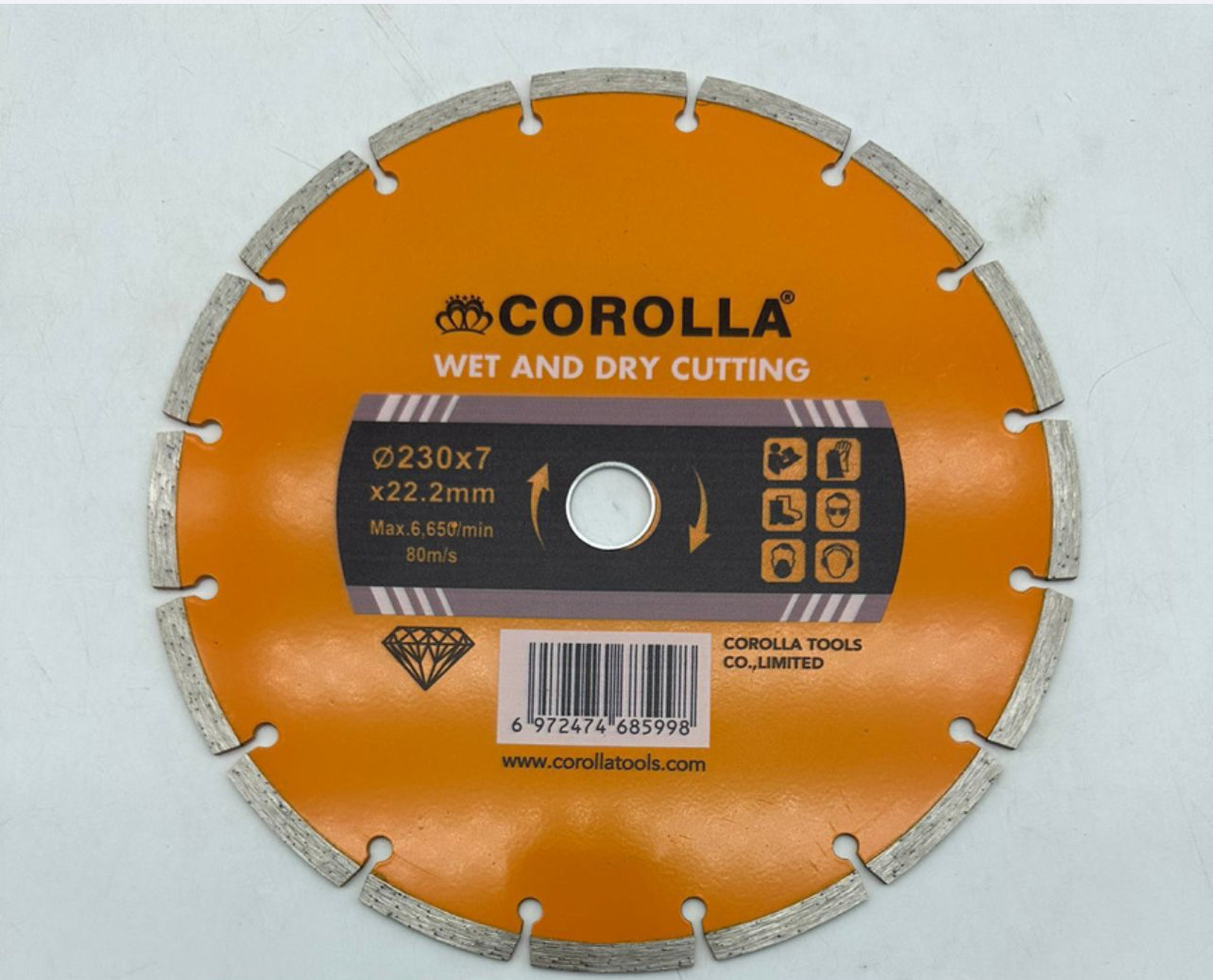 Diamond Cutting Disc Segmented Blade 230x7x22.2mm Wet/Dry