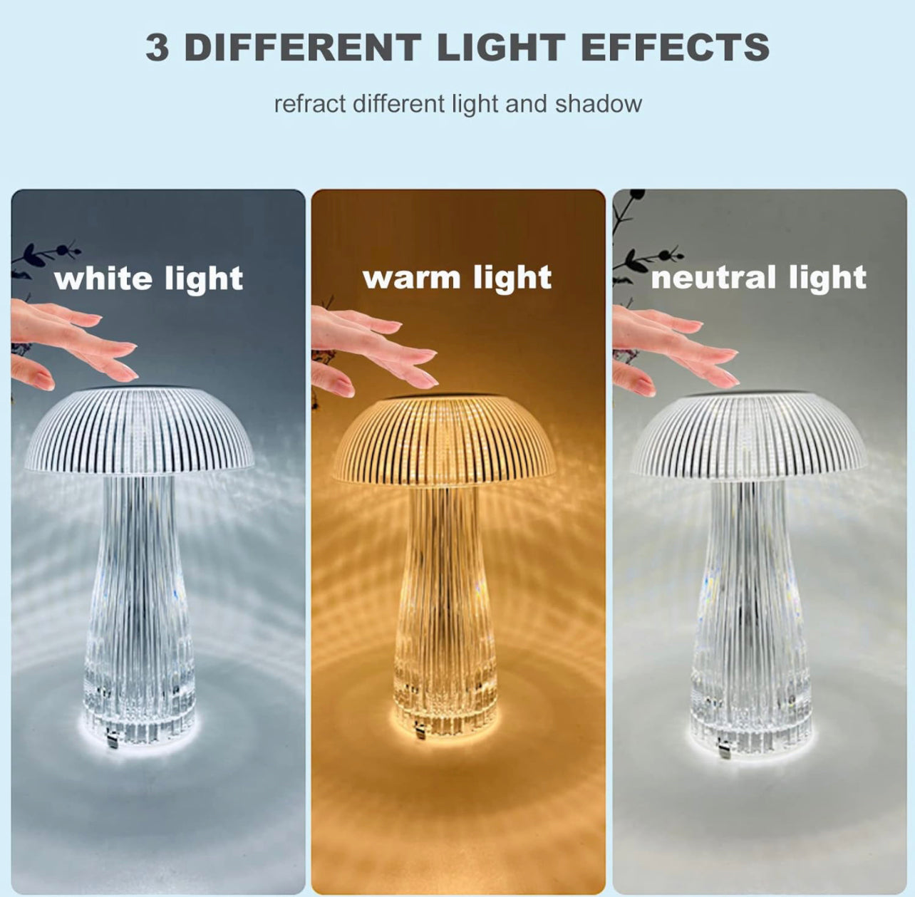Crystal Lamp, 16 Colors Changing RGB Touch Lamp, Acrylic Mushroom Table Lamp with Remote Control & USB Charging, Mushroom Crystal Bedside Lamp for Nightstand, Living Room, Bedroom