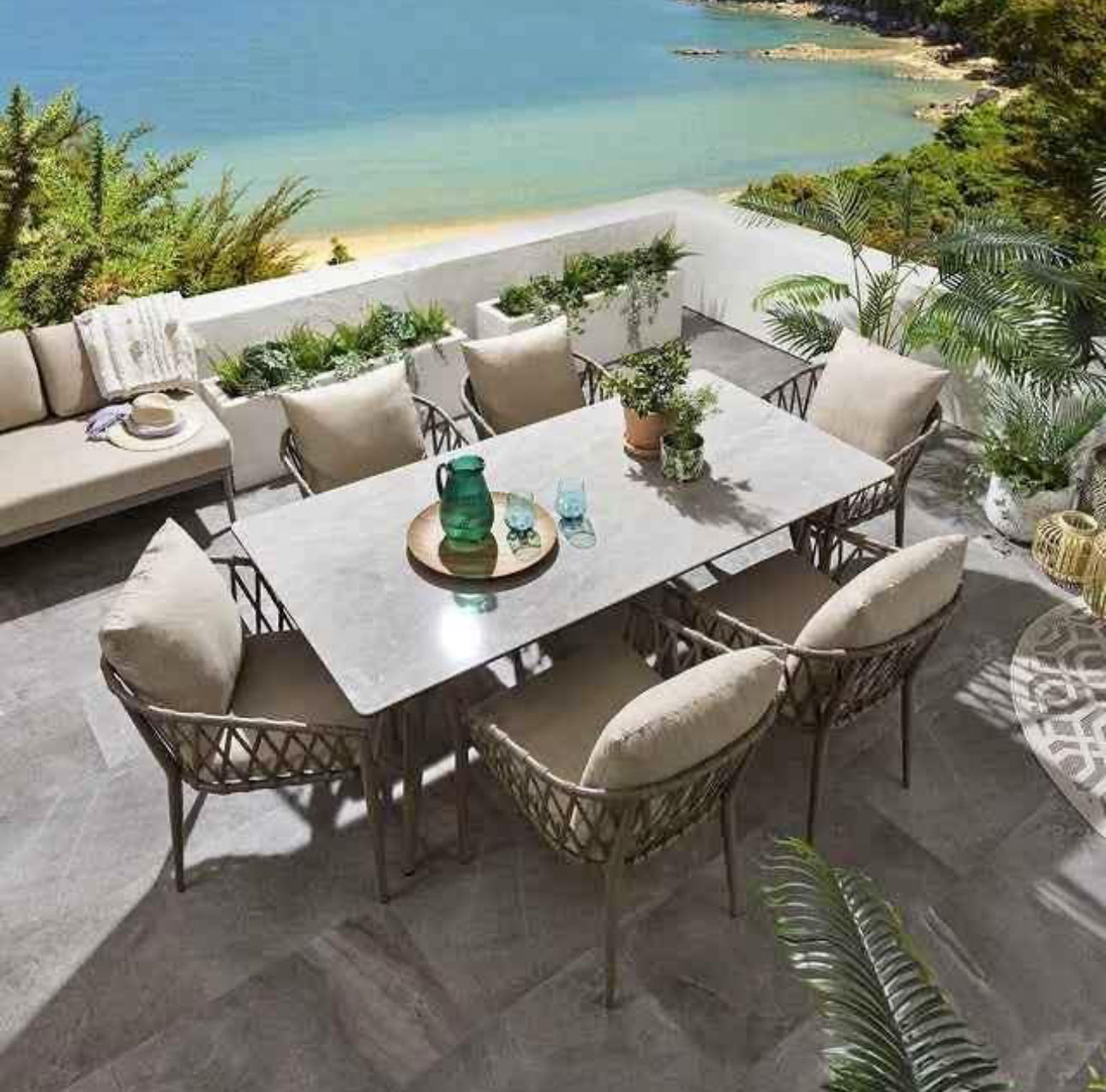 MHome 6-Seater Outdoor Patio & Garden Dining Set – Nordic Bohemian Style