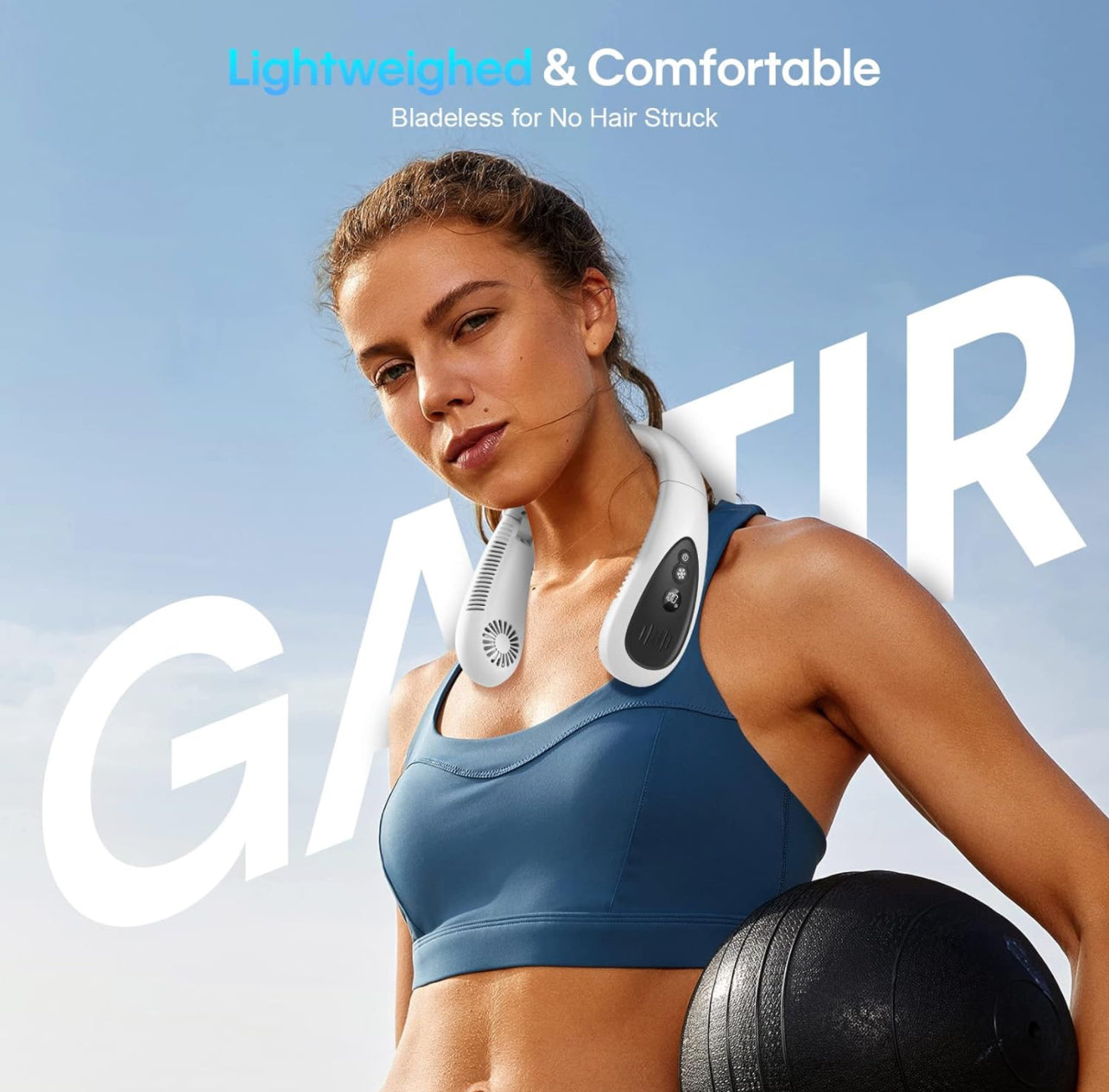 Portable Neck Fan, Hands Free Bladeless Fan, Foldable Wearable Small Personal Fan with 360° Cooling Wind, 3 Speeds Adjustment, Quiet, 4000mAh USB-Rechargeable Battery, No Hair Twisting