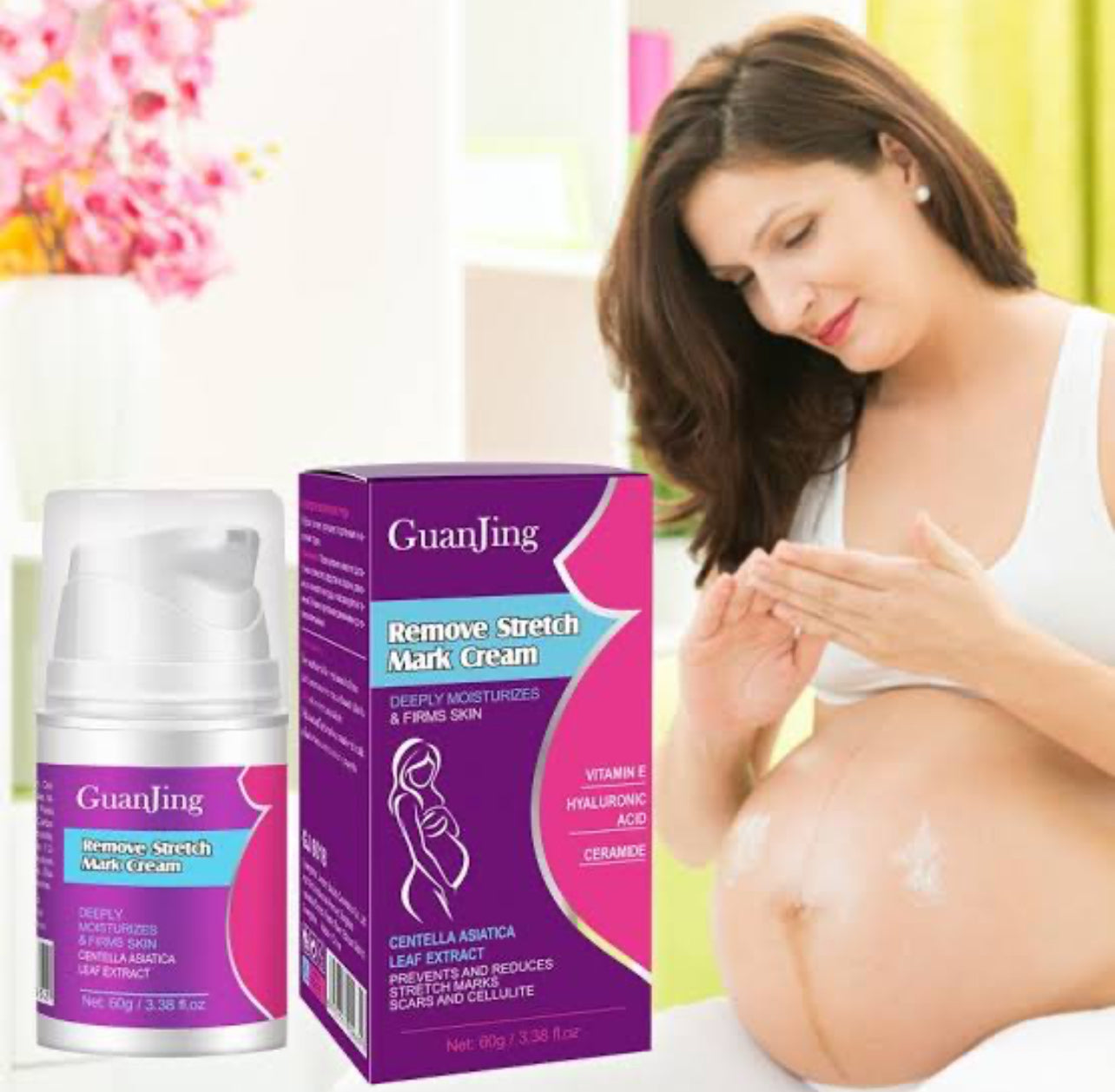 Maternity Stretch Mark Prevention Cream, Scar Removal Pregnancy Repair Cream Body Massage Moisturizing Firming for Pregnant Woman 60g