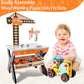 Wooden Tool Bench for Kids Toddlers, Pretend Play Workbench Set with Crane Workshop Workbench Construction Toys Gift for 2 3 4 5 Years Old Girls & Boys