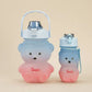 Bear Shaped Water Bottle with Built-In Straw and Carry Strap