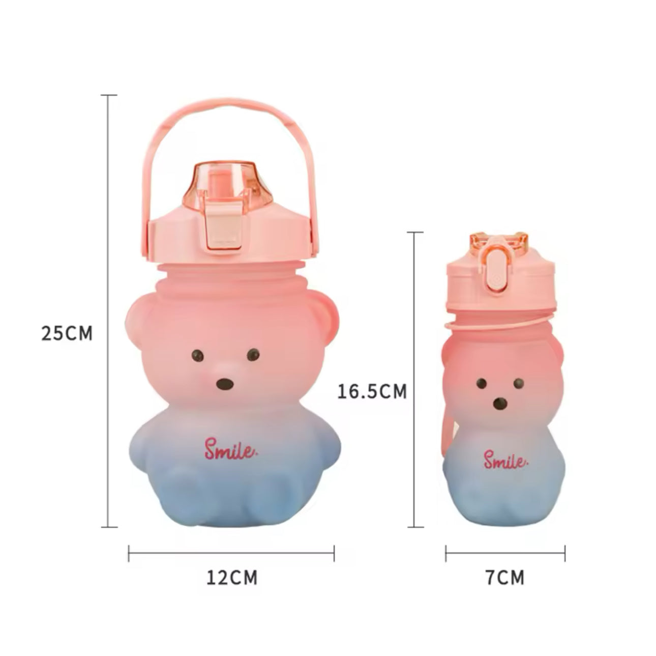 Bear Shaped Water Bottle with Built-In Straw and Carry Strap