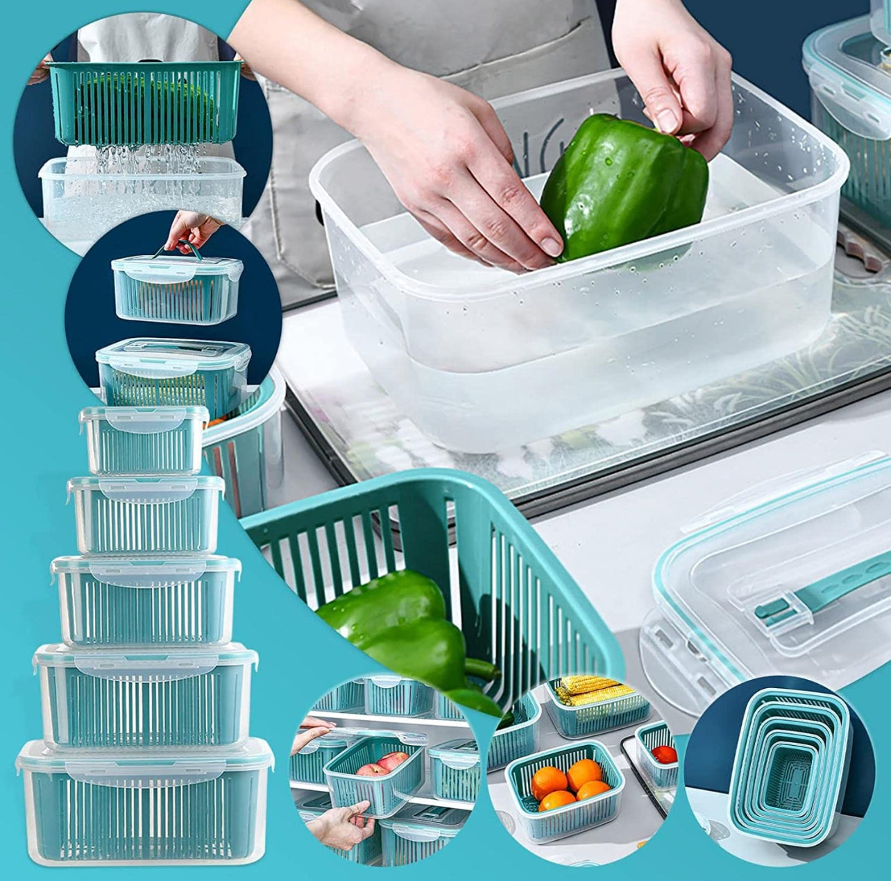 Refrigerator Food/Kitchen Storage Containers 5pc