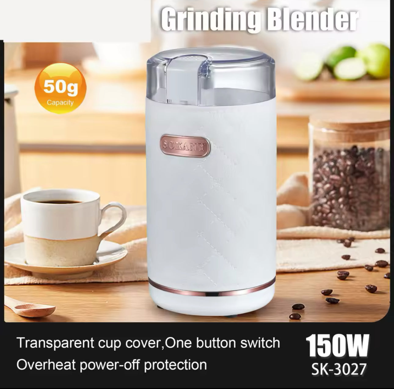 SOKANY Electric Grinder 220V 150W Coffee Bean Grinder
