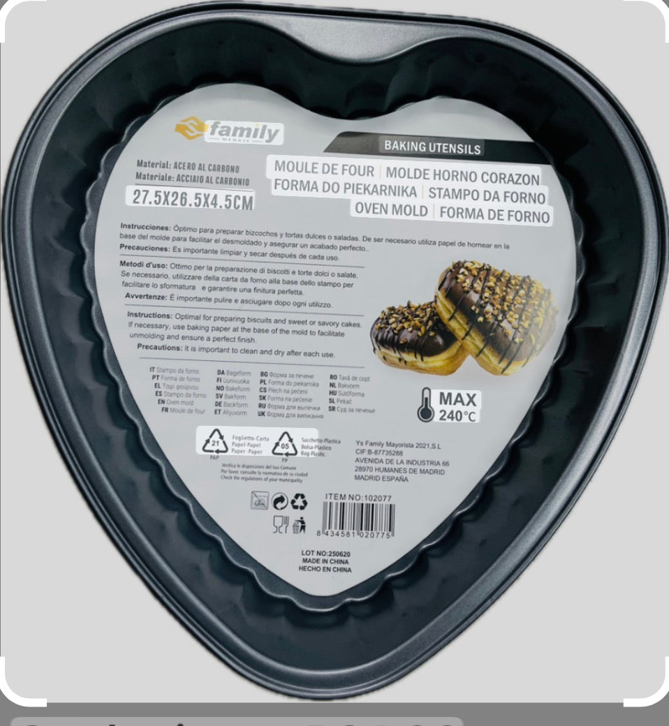 MHome Heart Shape Cake Mold/Tin/Tray for Oven Bake-ware Black - Various Options