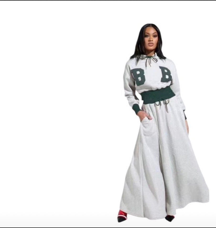 Ladies B-Varsity 2pc Hoodie & Maxi Skirts-Various Colours