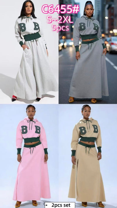 Ladies B-Varsity 2pc Hoodie & Maxi Skirts-Various Colours
