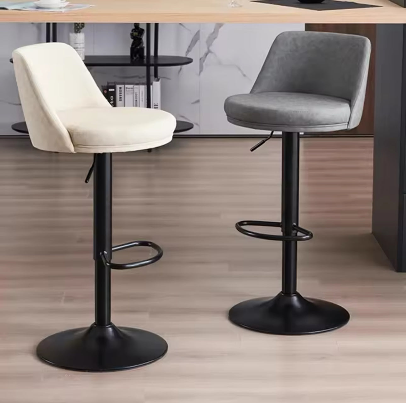 2 Set of Bar Stools PU Leather Kitchen Chairs Back Stool