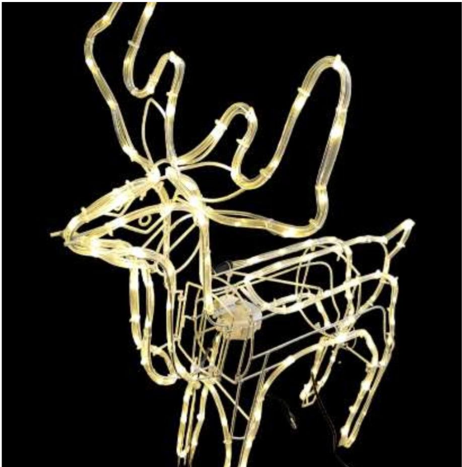 Christmas Fold Up Warm White Reindeer Christmas Patio Light with Moving Head Length 95cm Width 54cm Height 120cm
