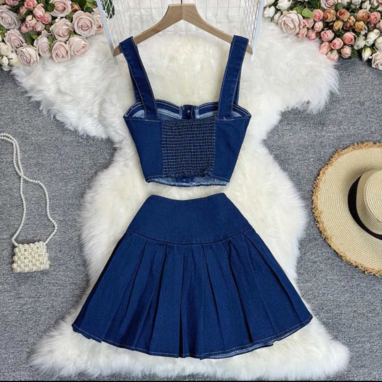 Sexy 2pc Mini Denim Skirt/Top