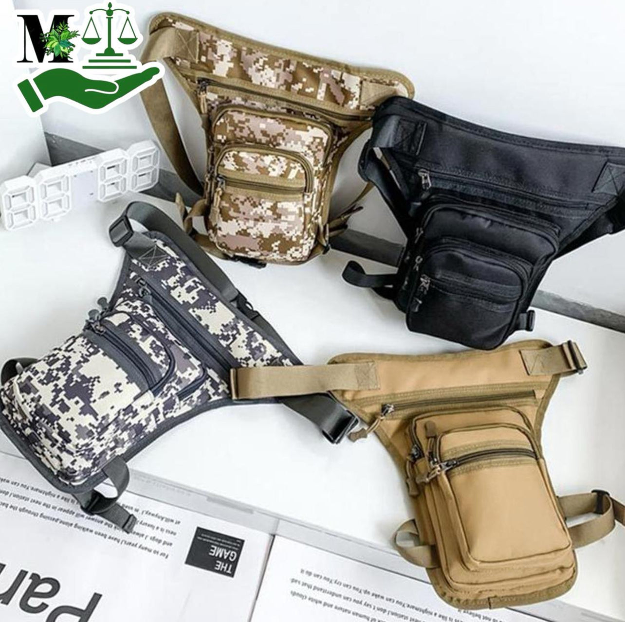 Outdoor Motorcycle Riding Waist And Leg Bag Man Multi Compartment Waist Pack(Camouflage, Brown,Grey)