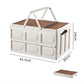 Folding Storage Camping Box with Wooden Lids, Heavy Duty Folding Storage Box Large Foldable Plastic Storage Bins Organizer Container for Outdoor Camping Picnic Indoor Home Room Closet,55L