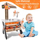 Wooden Tool Bench for Kids Toddlers, Pretend Play Workbench Set with Crane Workshop Workbench Construction Toys Gift for 2 3 4 5 Years Old Girls & Boys