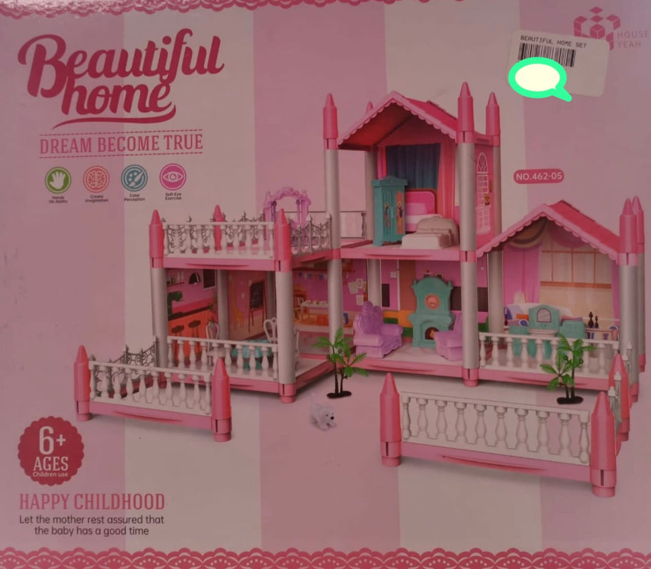 Girls Dollhouse Pretend Playset, Kids DIY Doll House with Furniture Ac