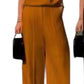 Ladies Elegant Matching Top/Wide Bottom Pants 2pc Set