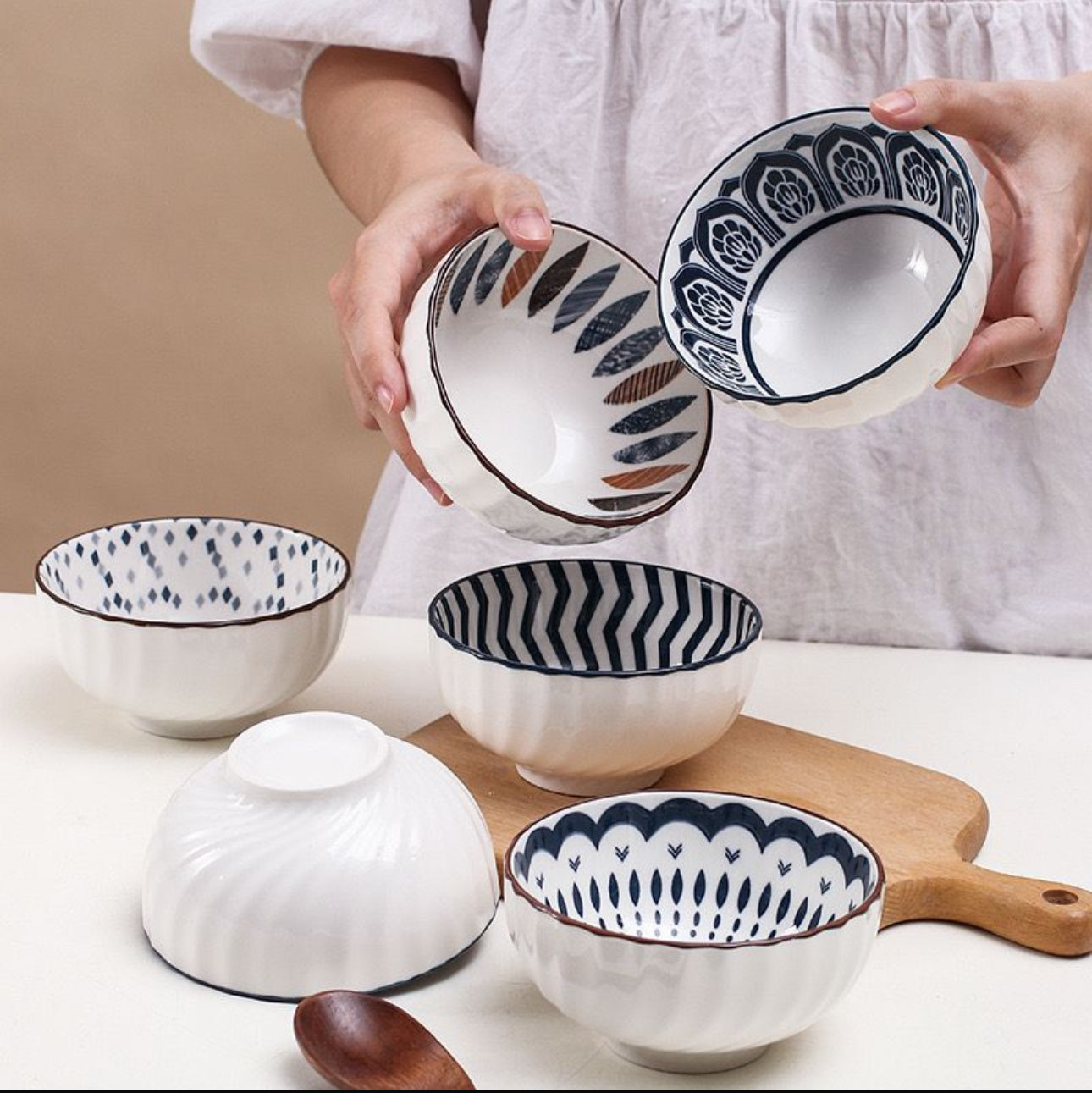 Japanese Bowls Set Of 6pc