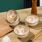 4pcs Vintage Hand Painted Camellia Flower Pattern Ceramic Rice Bowl Set