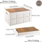 Folding Storage Camping Box with Wooden Lids, Heavy Duty Folding Storage Box Large Foldable Plastic Storage Bins Organizer Container for Outdoor Camping Picnic Indoor Home Room Closet,55L
