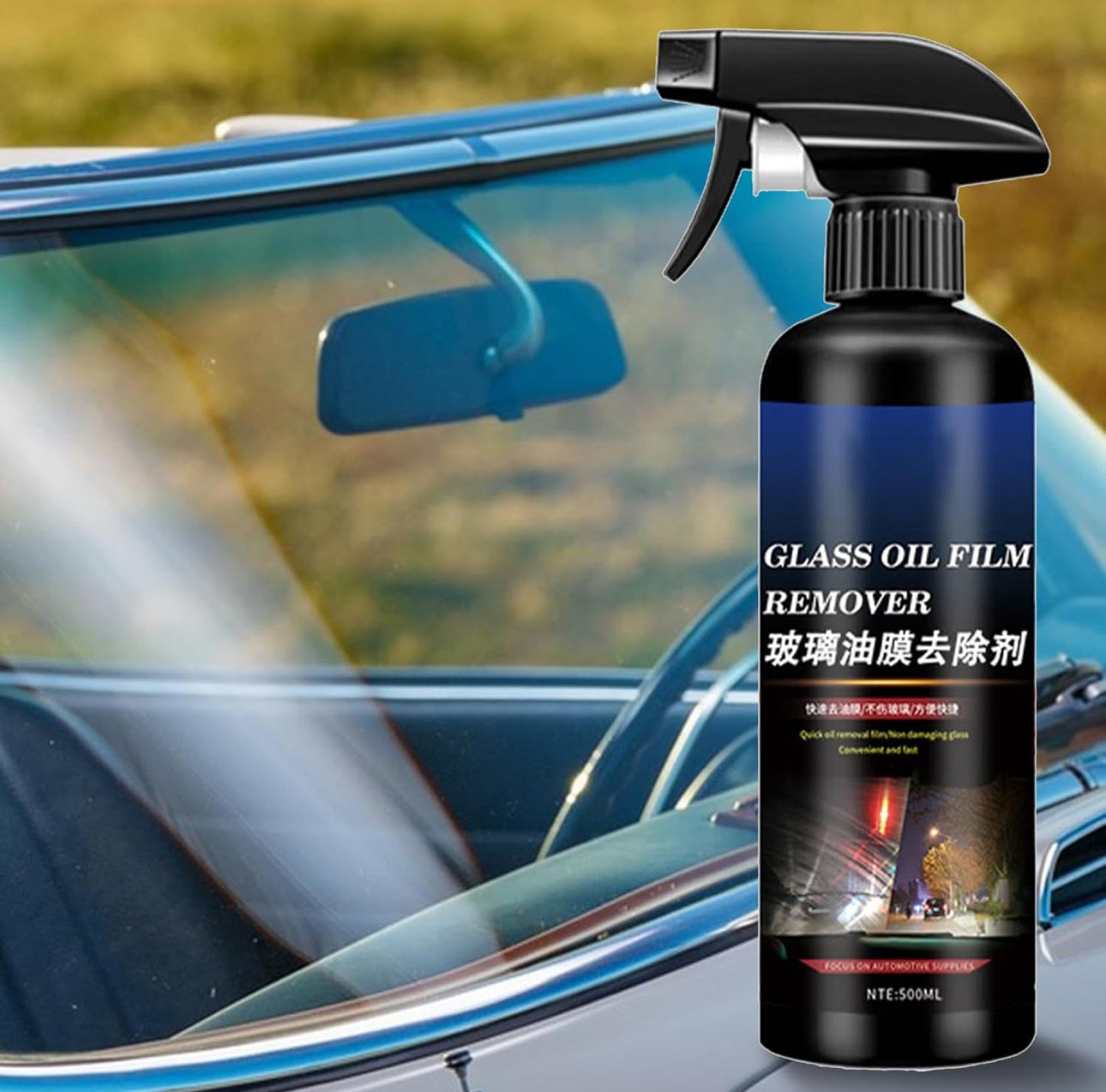 Car Windshield Oil Film Cleaner, Car Oil Film Cleaner, Auto Glass Oil Film Cleaner 300ml Windshield Cleaner Spray | Auto Glass Oil Film Remover, Auto Glass Polish Oil Film Remover, Glass Stripper