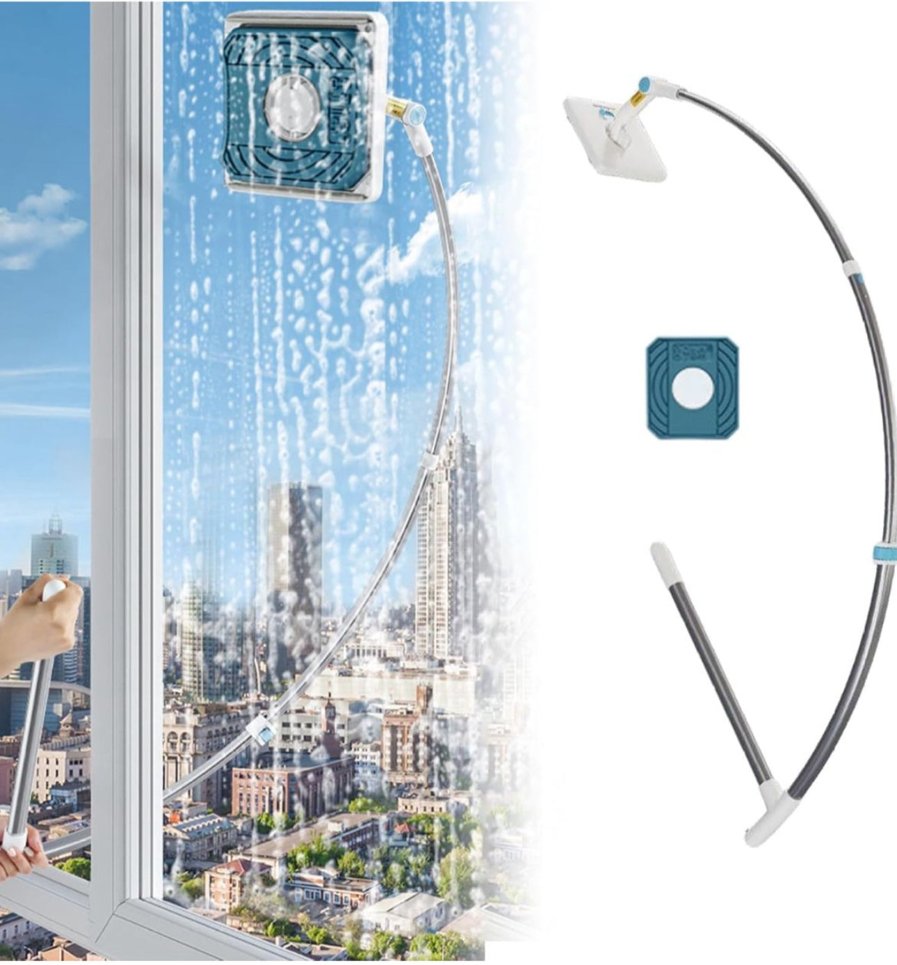 BELLHOWELL WindowCleaning Tool for Safely and Easily Cleaning Exterior Glass on Apartments and Tall Buildings,Double Sided Outside Window Cleaner Tool