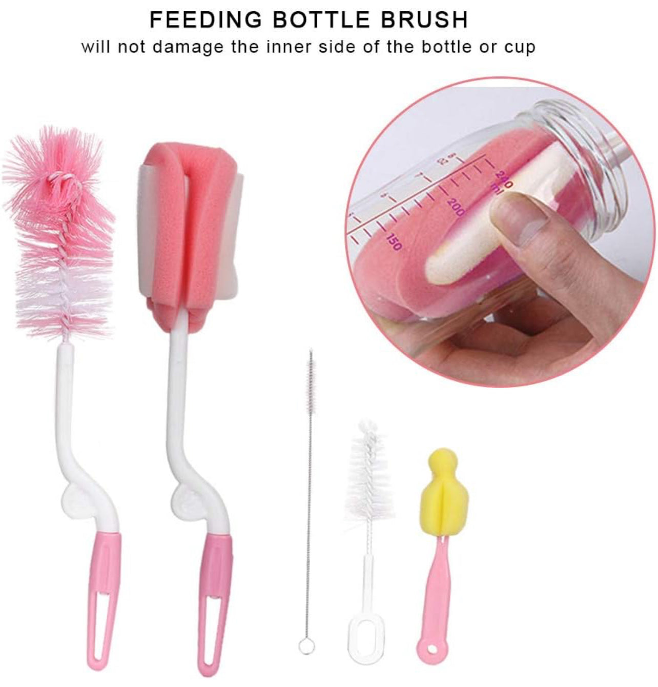 Bottle Brush, Practical 5 Pcs Feeding Bottle Cleaning Brush, Soft for Washing Cleaning Baby Bottle Feeding Bottle