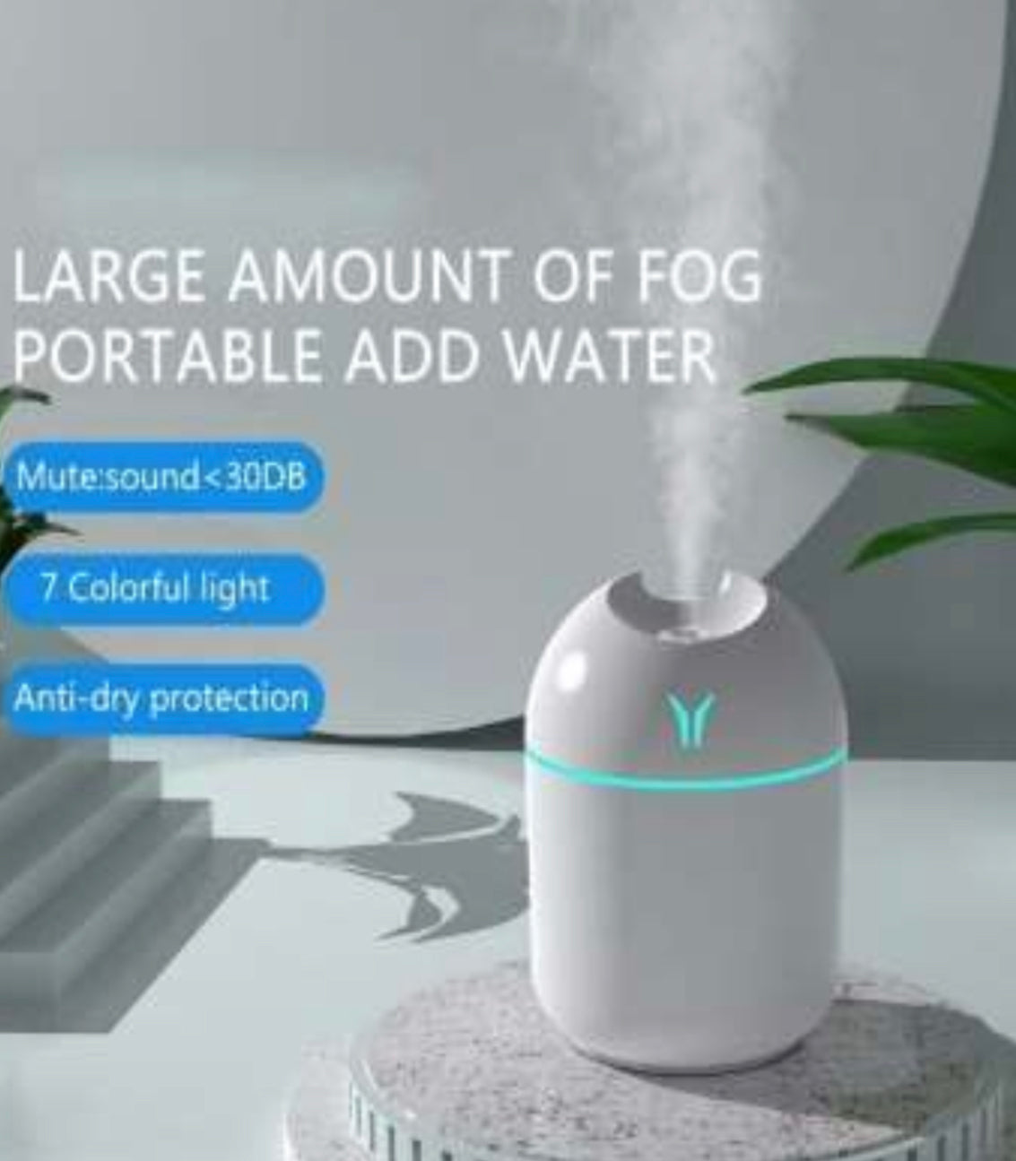 Mini Humidifier For Home Car USB Ultrasonic Mist Maker with LED Night Lamp 220ml