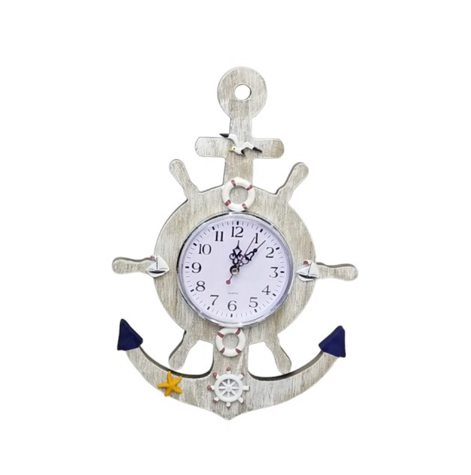 Mediterranean Style Anchor Wall Clock Creative Clock Compatible Home Decoration Compatible Living Room Bedroom Study- Various Styles & Sizes