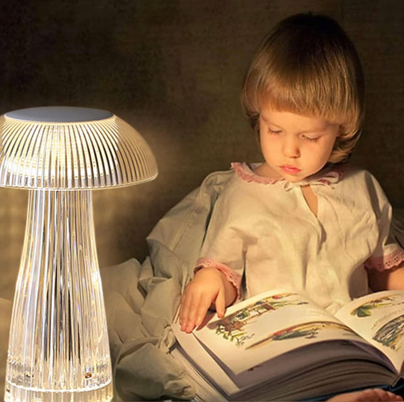 Crystal Lamp, 16 Colors Changing RGB Touch Lamp, Acrylic Mushroom Table Lamp with Remote Control & USB Charging, Mushroom Crystal Bedside Lamp for Nightstand, Living Room, Bedroom