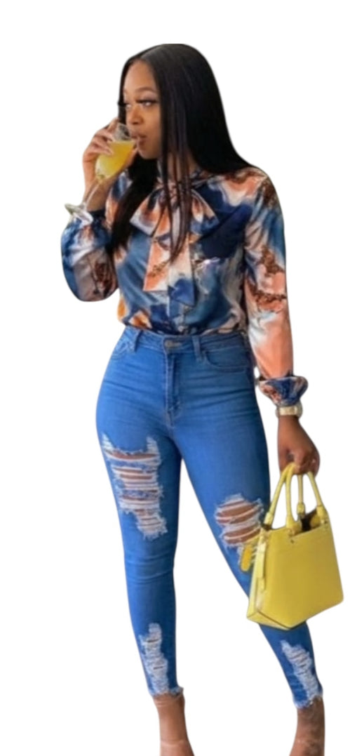 Ladies Bow Tie Collar Blouse -Various Options