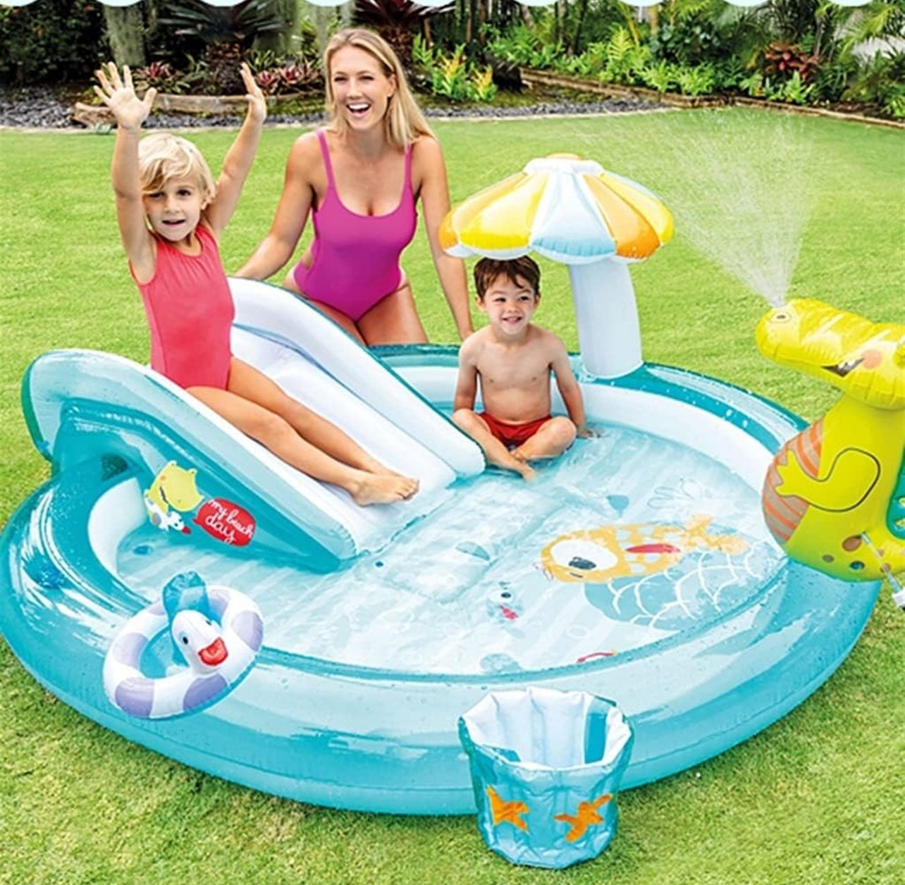 Kid Pool Large Inflatable Kiddie Swimming Pool Bonus Mini Beach
