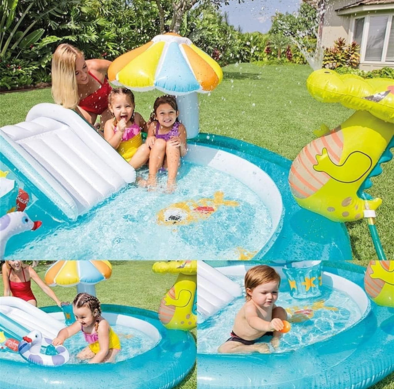 Children's Inflatable Swimming Pool Family Large Ocean Ball Pool Household Baby Water Spray Paddling Pool Castle Water Spray Design Animal Shape With Blower (Color : Blue, Size : 203 * 89cm)