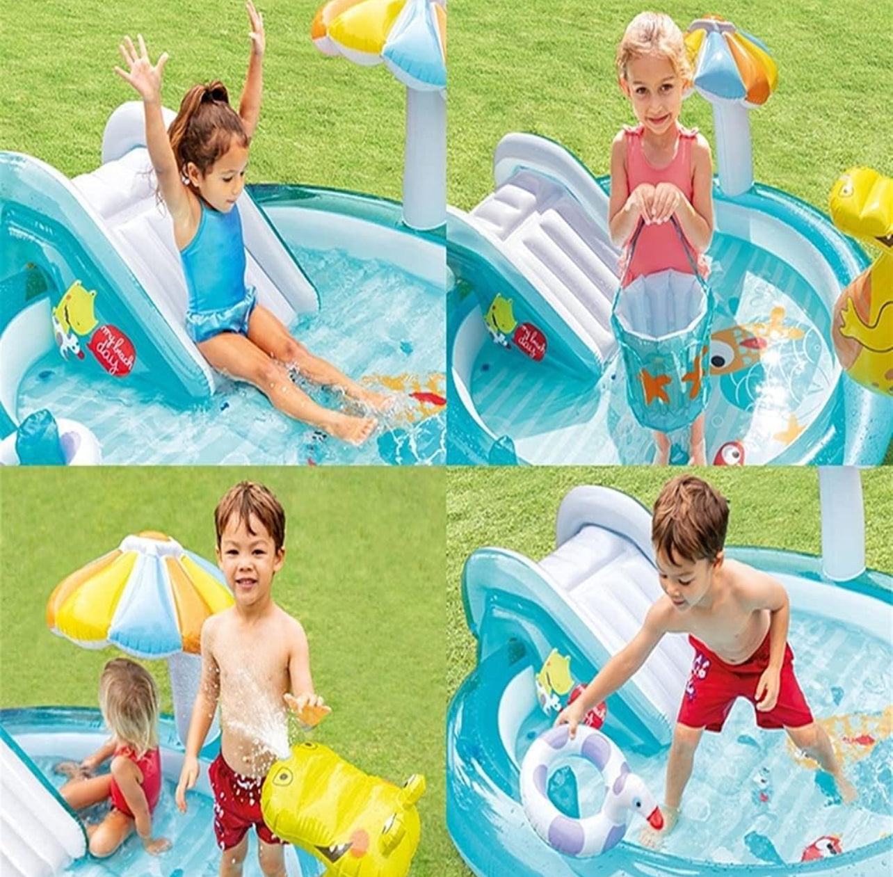 Children's Inflatable Swimming Pool Family Large Ocean Ball Pool Household Baby Water Spray Paddling Pool Castle Water Spray Design Animal Shape With Blower (Color : Blue, Size : 203 * 89cm)
