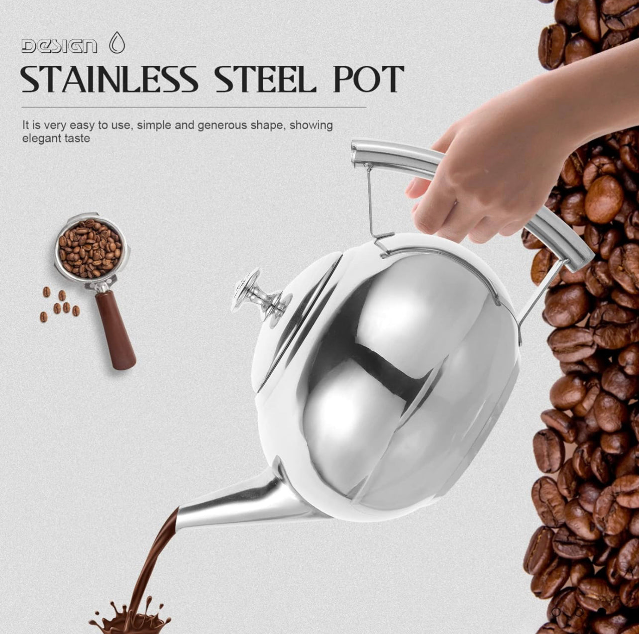 Stainless Steel Pearl Pot, 1.5 Liter Teapot, Coffee Pot, Coffee And Tea Filter, Infuser, Home Kitchen