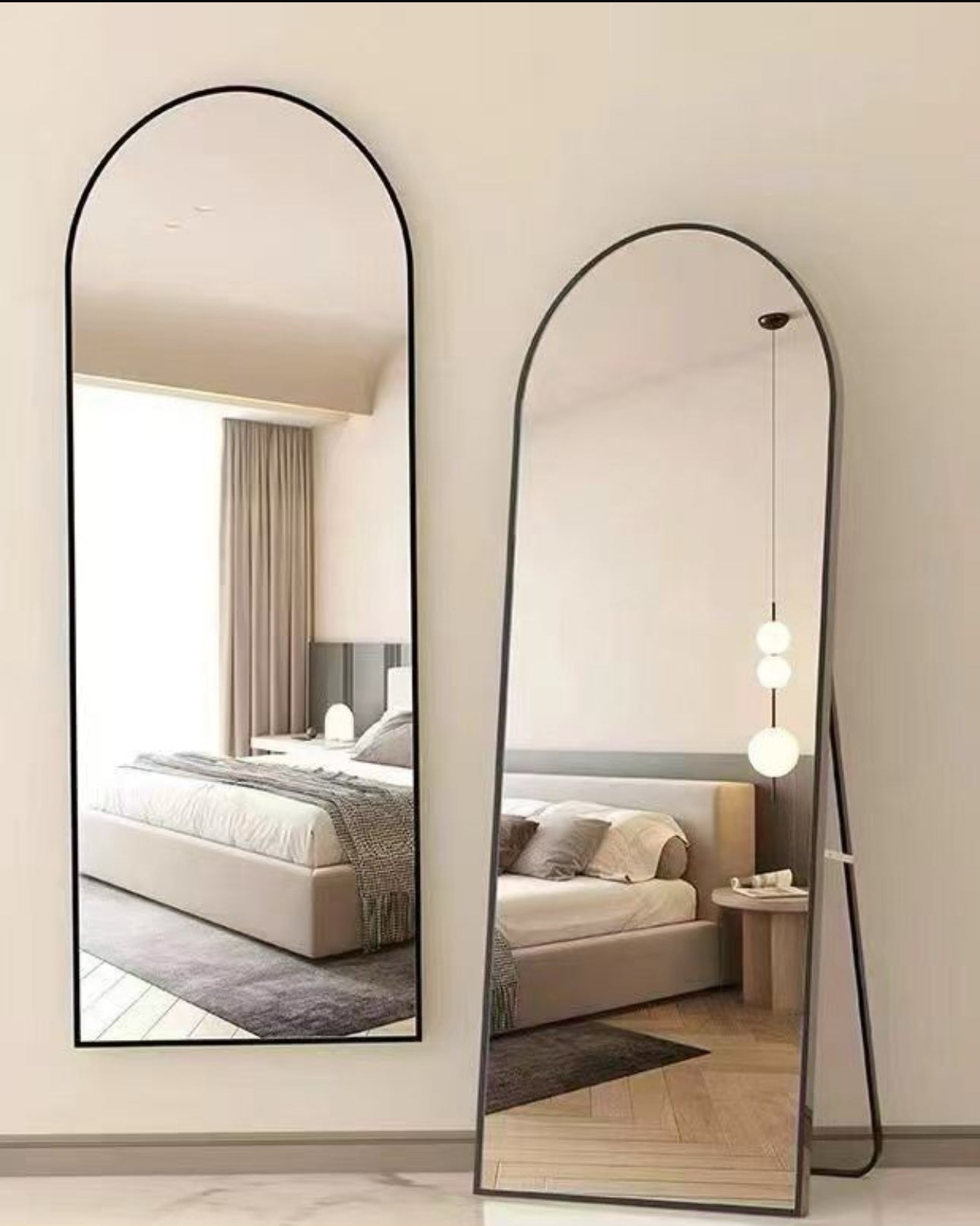 MHome Arched Full-Length Mirror – Freestanding Or Wall-Mounted | Black Or Gold Frame 162x57cm
