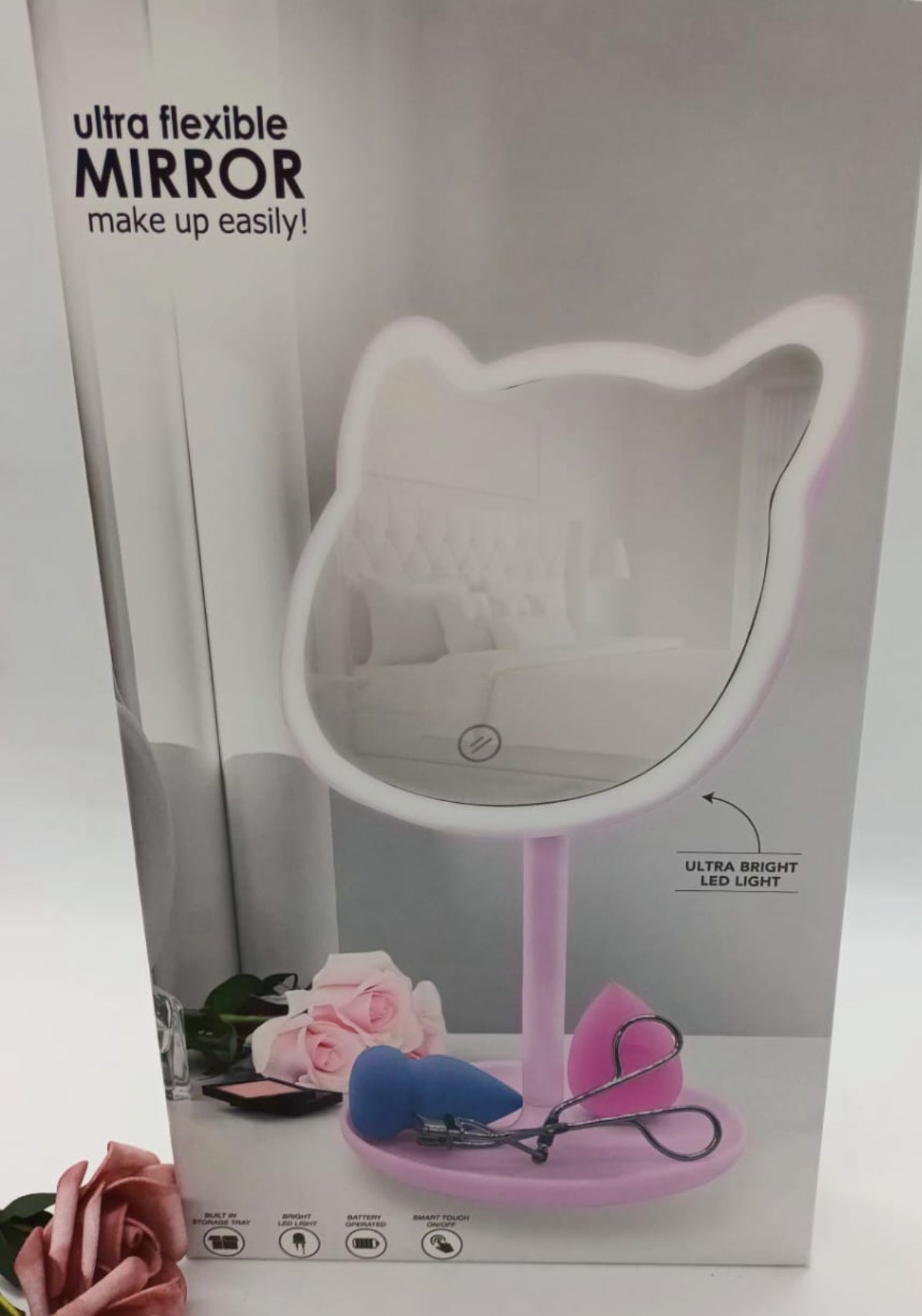 Makeup Mirror Light up Vanity Mirror Led CAT Mirror Touch On/Off Base Tray. Gift