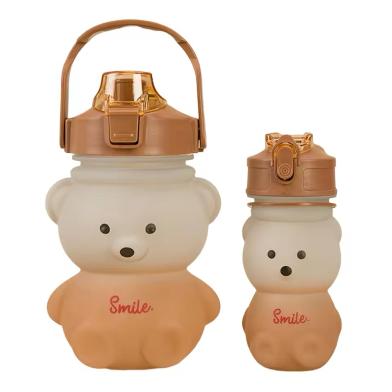 Bear Shaped Water Bottle with Built-In Straw and Carry Strap