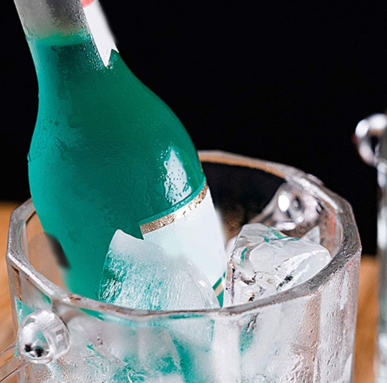 Ice Bucket Glass Wine Champagne Bucket with Handle/Tongs