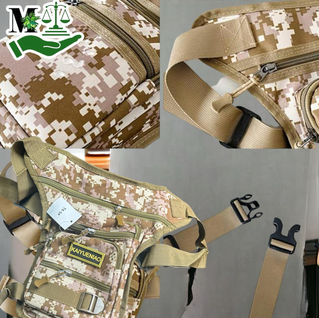 Outdoor Motorcycle Riding Waist And Leg Bag Man Multi Compartment Waist Pack(Camouflage, Brown,Grey)