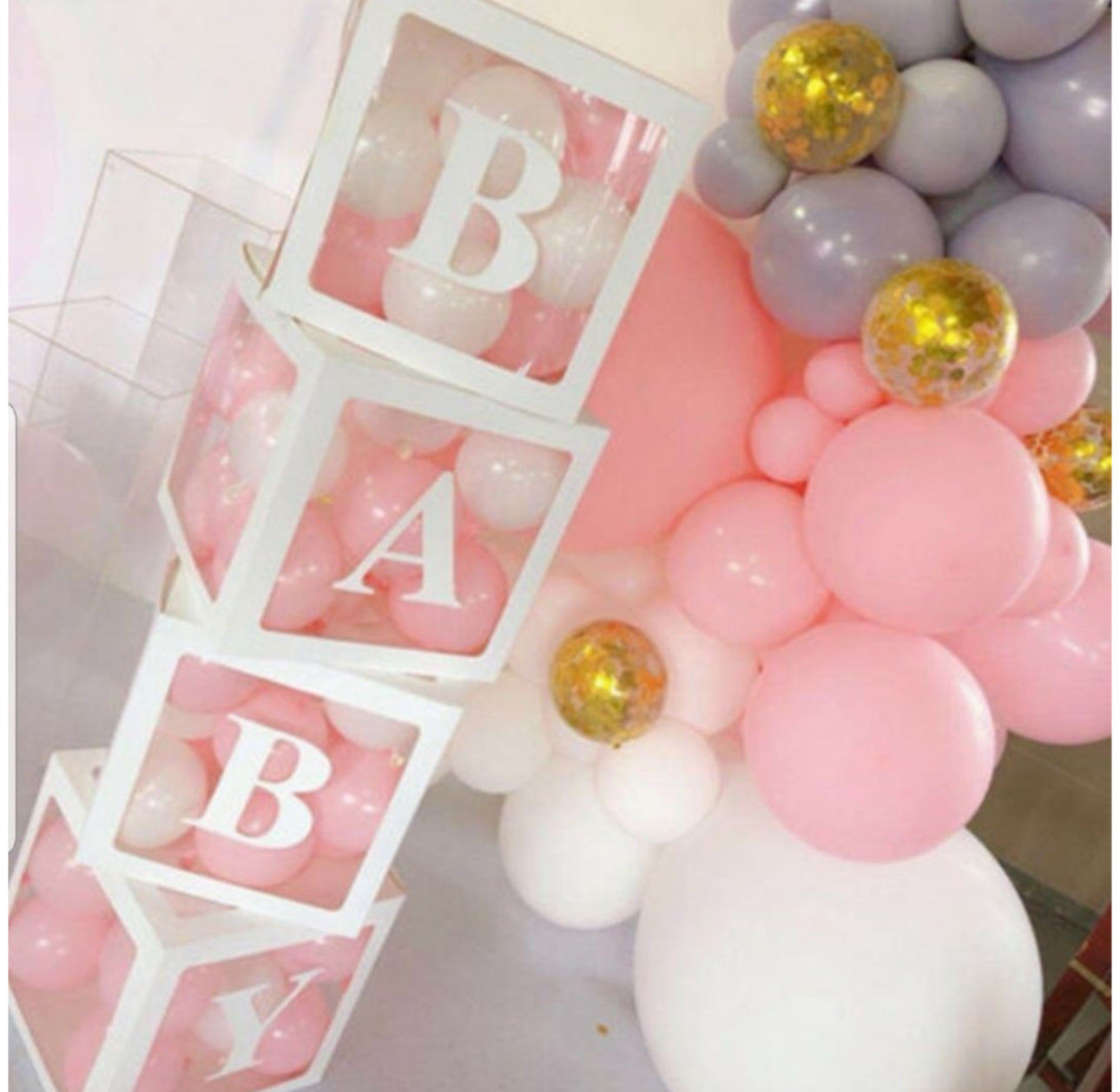 Baby Shower Decorations For Boys & Girls Ballon Box 4 Pcs - Various Options