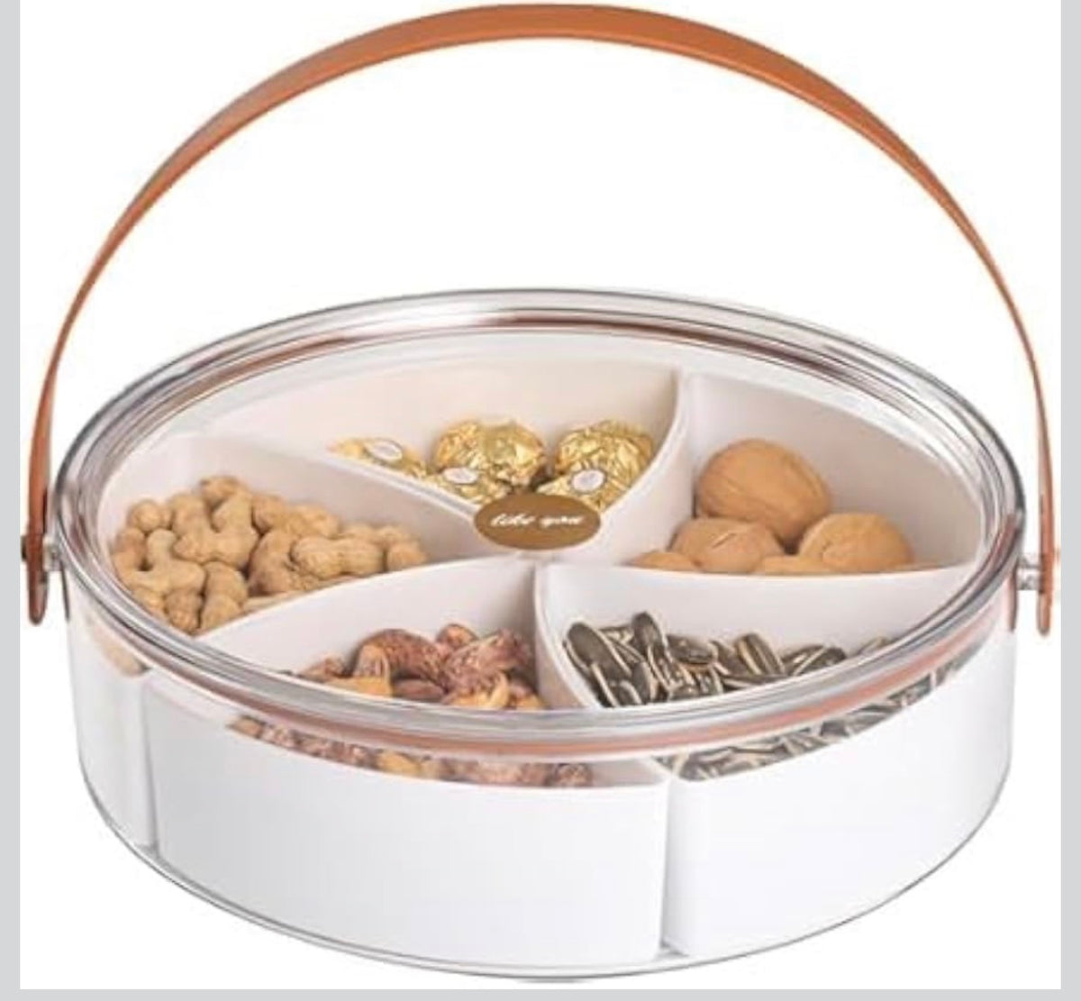 MHome  Serving Platter Set with 5 Compartments, Sectional Snack Tray for Fruits, Nuts, Chocolates, Appetizers, Party Platter
