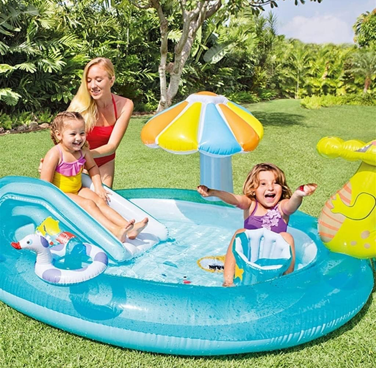 Children's Inflatable Swimming Pool Family Large Ocean Ball Pool Household Baby Water Spray Paddling Pool Castle Water Spray Design Animal Shape With Blower (Color : Blue, Size : 203 * 89cm)