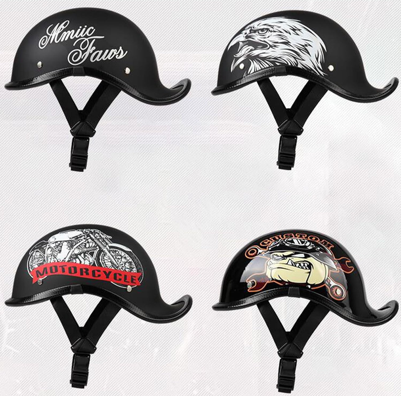 German Style Baseball Cap Helmet Motorcycle Retro Half Helmet Skull Cap - Street Helmets for Adults Men Women Vintage Cool Open-Face Helmet