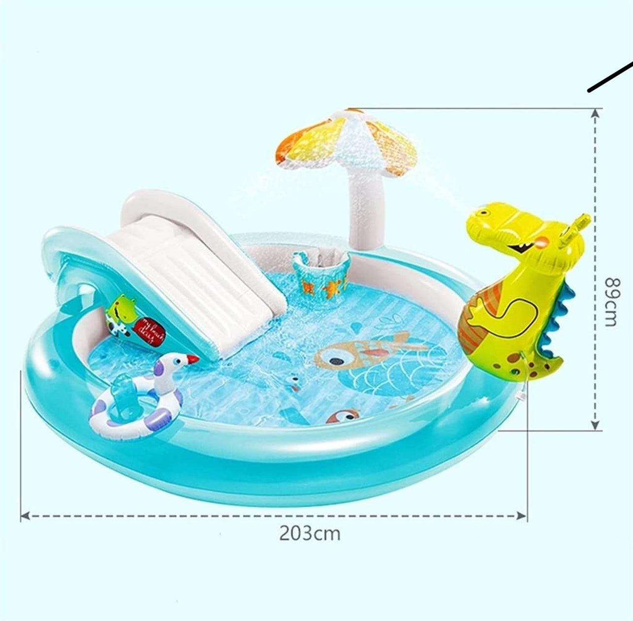 Children's Inflatable Swimming Pool Family Large Ocean Ball Pool Household Baby Water Spray Paddling Pool Castle Water Spray Design Animal Shape With Blower (Color : Blue, Size : 203 * 89cm)