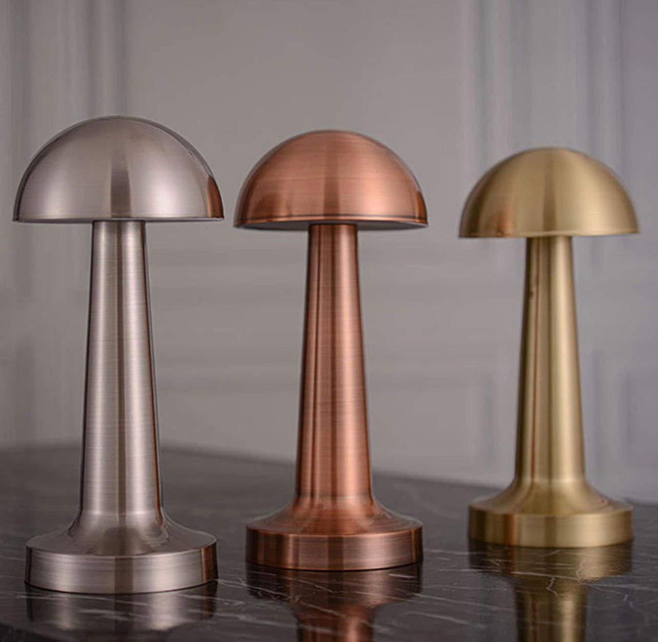 Metal Mushroom Table Lamp, Creative Cordless LED Desk Lamp Durable Top Touch Night Light Durable