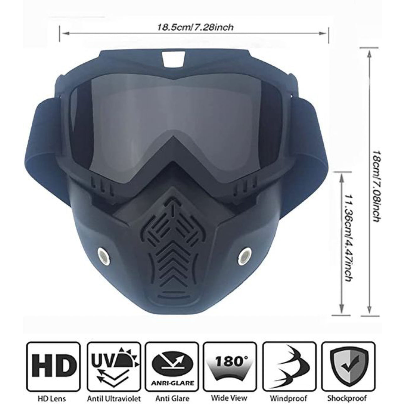 Motorcycle Goggles Detachable Face Mask