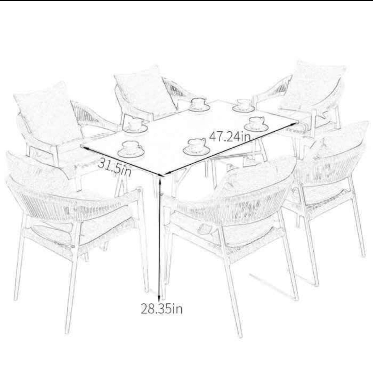 MHome 6-Seater Outdoor Patio & Garden Dining Set – Nordic Bohemian Style